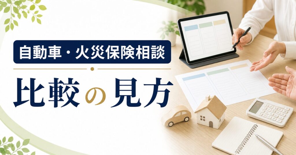 自動車保険 火災保険 相談 比較の比較ポイント｜選び方と注意点のアイキャッチ画像