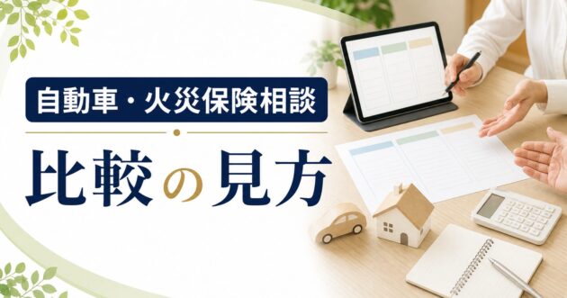 自動車保険 火災保険 相談 比較の比較ポイント|選び方と注意点のアイキャッチ画像