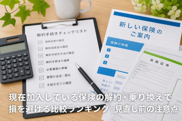 現在加入している保険の解約・乗り換えで損を避ける比較ランキング|見直し前の注意点のアイキャッチ画像