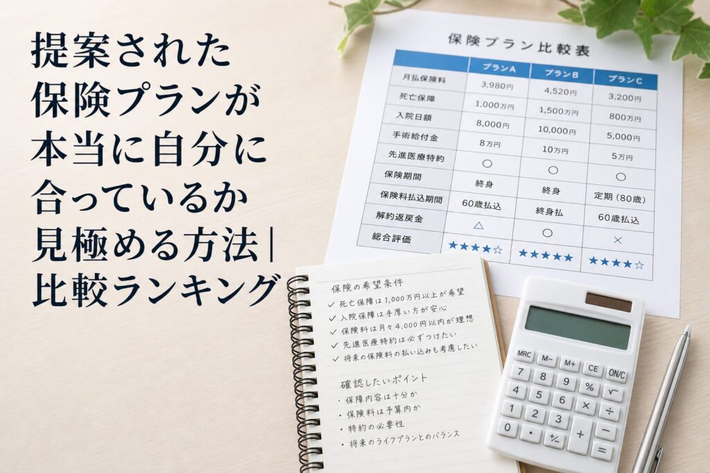 提案された保険プランが本当に自分に合っているか見極める方法｜比較ランキングのアイキャッチ画像