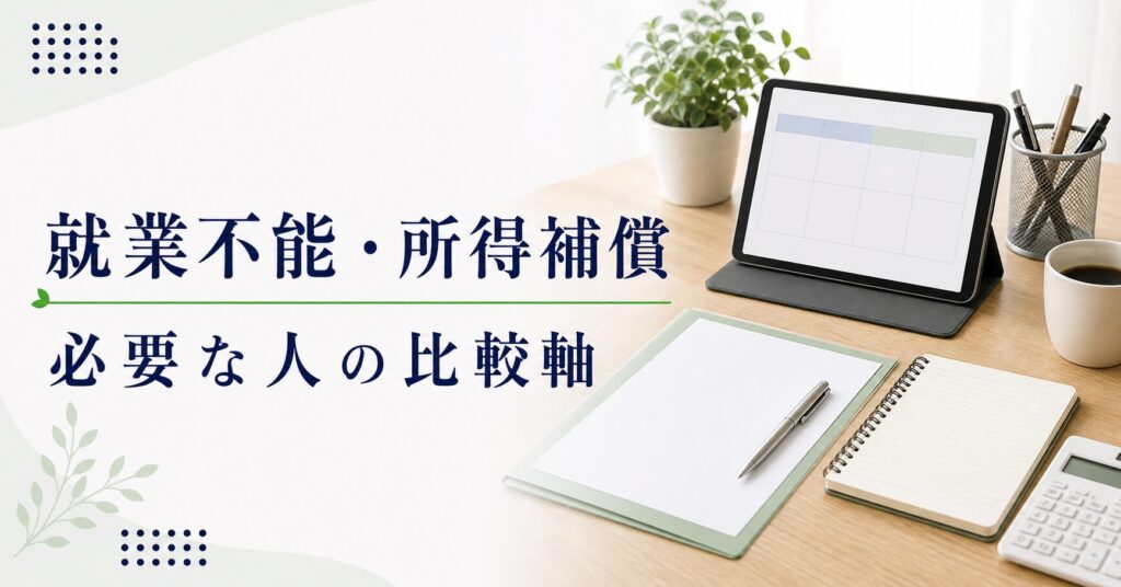 就業不能保険 所得補償 比較の比較ポイント｜選び方と注意点のアイキャッチ画像