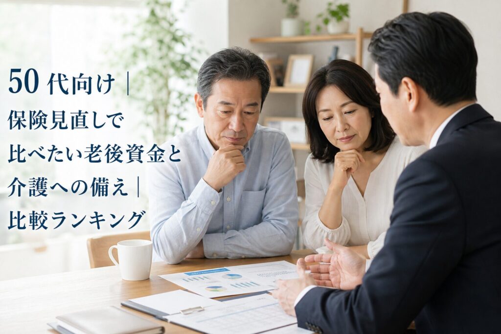 50代向け｜保険見直しで比べたい老後資金と介護への備え｜比較ランキングのアイキャッチ画像