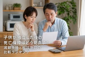 子供が独立した後の死亡保障はどう見直す？減額手順と相談窓口の比較ランキングのアイキャッチ画像