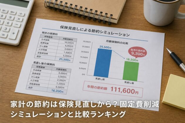 家計の節約は保険見直しから？固定費削減シミュレーションと比較ランキングのアイキャッチ画像