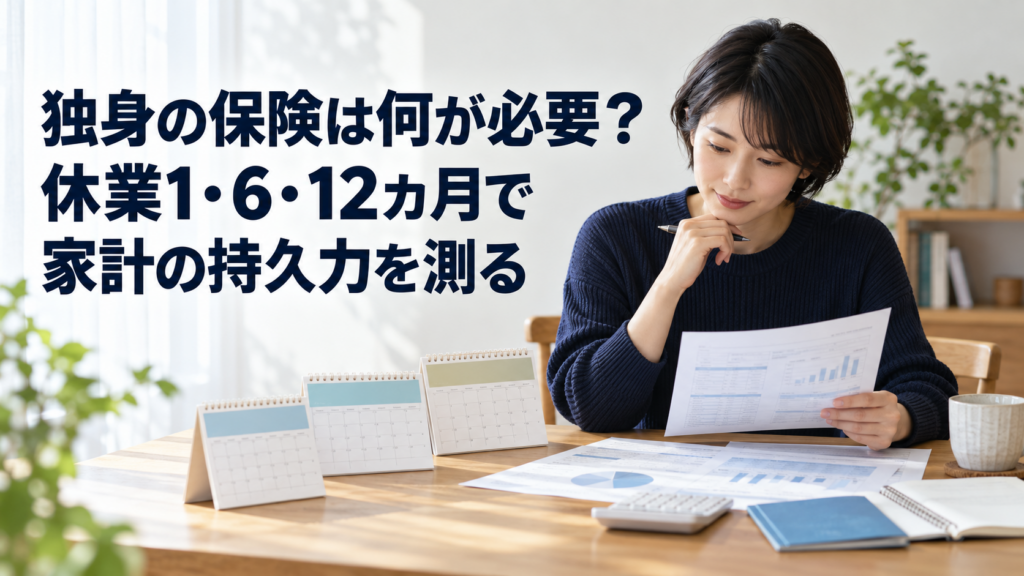 独身者が休業1・6・12カ月の家計の持久力を比べるイメージ