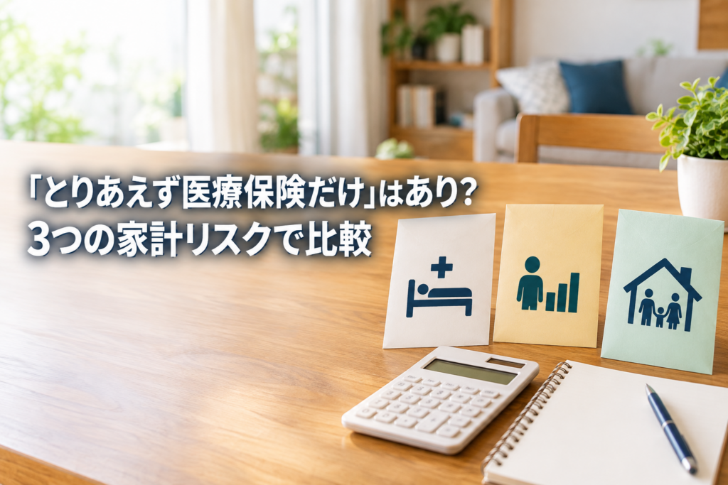 医療保険だけに絞る前に治療費・収入減・家族費を比べる記事のアイキャッチ