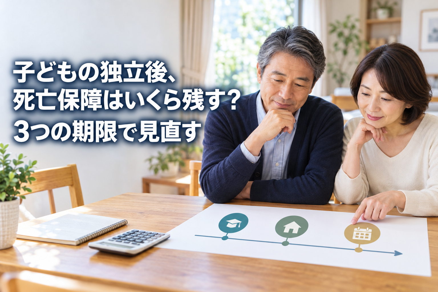子どもの独立後に死亡保障を3つの期限で見直す記事のアイキャッチ