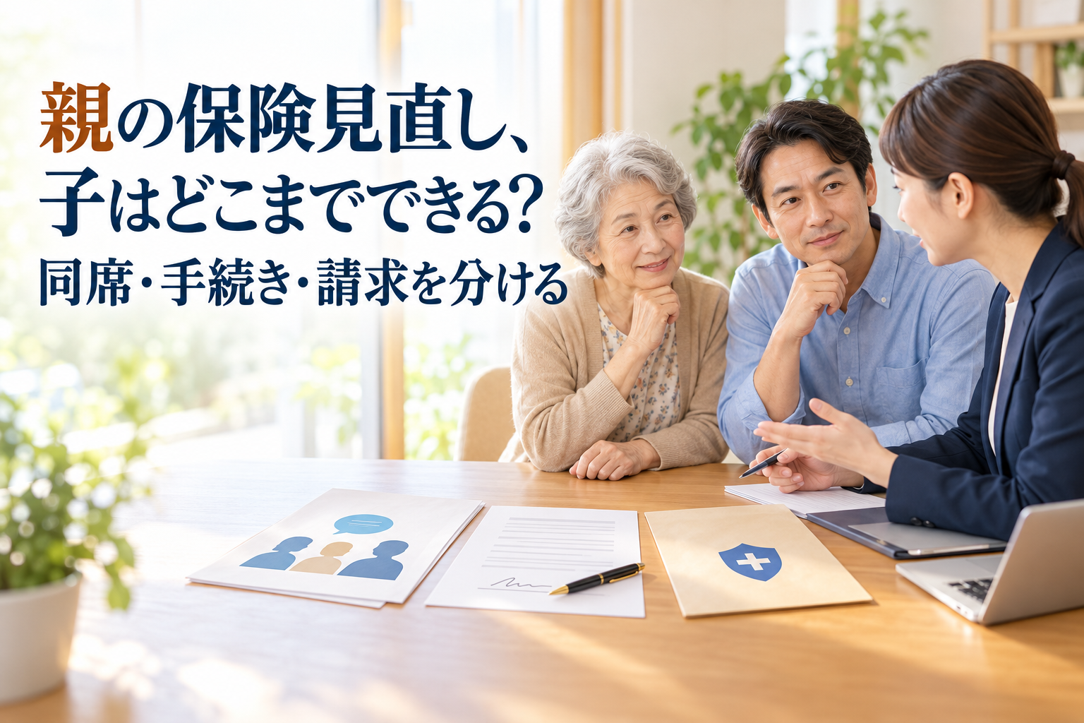 親の保険見直しで同席・手続き・請求の違いを整理する記事のアイキャッチ
